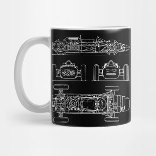 f1 car old blueprint Mug